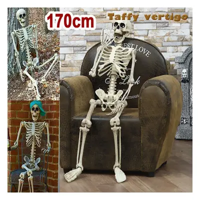 170CM Skeleton Full Size Poseable Human Halloween Party Prop Haunted House Decor