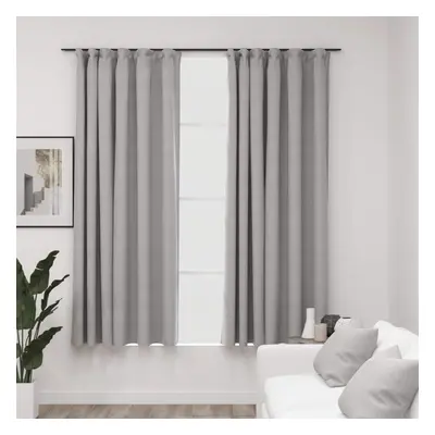 vidaXL Linen-Look Blackout Curtains with Hooks pcs Grey 140x175 cm