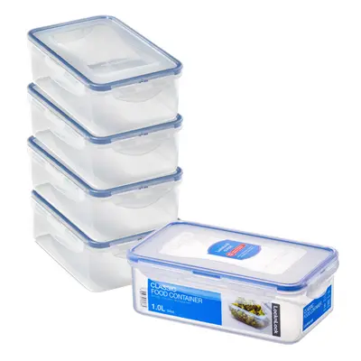 LocknLock Rectangular Food Containers with Airtight Lockable Lids 1L - Pack of