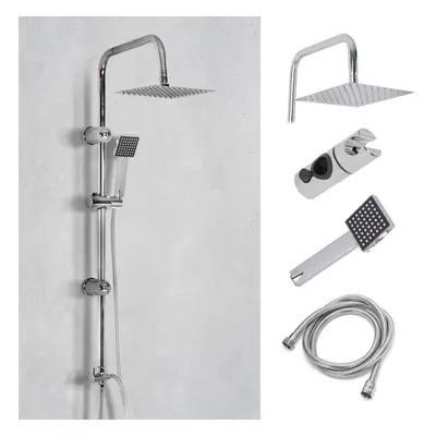 Shower Kit Twin Mixer Shower Heads Rail Riser Square Bathroom Set