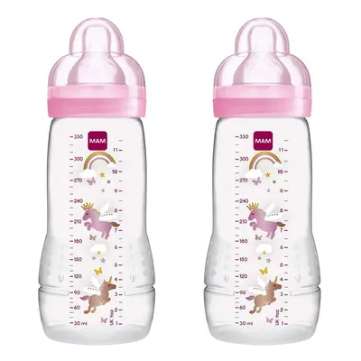 MAM Easy Active Baby Bottle with Fast Flow Teats, Twin Pack