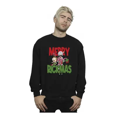 (3XL, Black) Rick And Morty Mens Merry Rickmas Sweatshirt