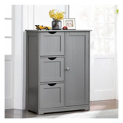 Bathroom Floor Cabinet Storage Cupboard Organizer w/ Drawers Grey