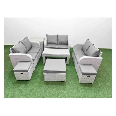 Fimous Seater PE Wicker Rattan Furniture Sofa Sets with Oblong Coffee Table Seater Love Sofa Sto