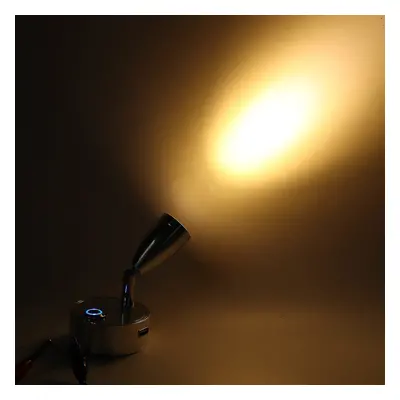 (Warm Light) 12-24V Dimming LED Reading Spot Light Bedside Wall Lamp USB Interface For RV Boat C