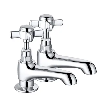 Traditional Twin Bath Mixer Tap Vintage Bathroom Sink Cross Handle Faucet Chrome