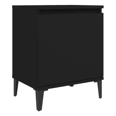 vidaXL Bed Cabinet with Metal Legs Black Beside Storage Cabinet Nightstand