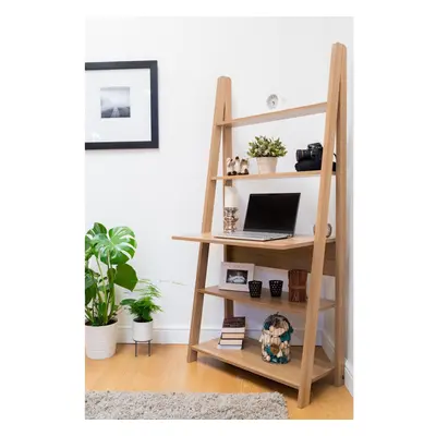 Riva Retro Ladder Bookcase Desk Shelving Shelf Unit Tier Oak