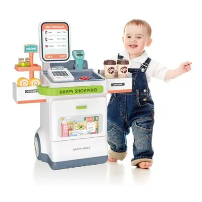 Cash Register Playset for Kids,47PCS Kids Store Supermarket Playset Pretend Play Cash Register T