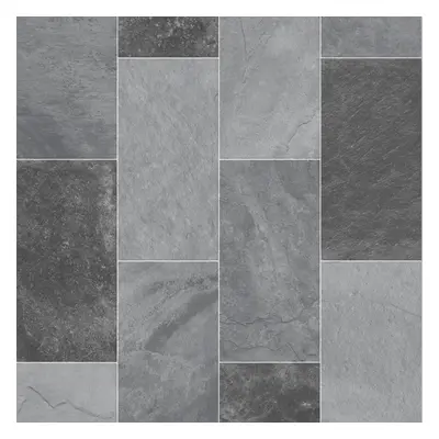 (1m(3'3") X 2m(6'6")-2mÂ², Silver Grey Marble) Marble Effect Anti-Slip Lino Vinyl Flooring For L