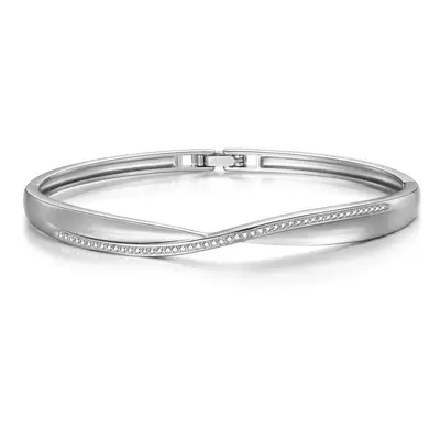 Silver Plated Arc Bangle Created with Swarovski Crystals