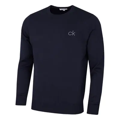 (M, Navy) Calvin Klein Mens Round Neck Tour Durable Soft Golf Sweater