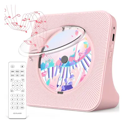 (Pink) Portable CD Player with Bluetooth 5.0, HiFi Audio Speakers, CD Music Player with Remote C