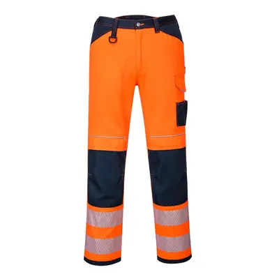 (30R, Orange/Navy) Portwest Mens PW3 High-Vis Work Trousers