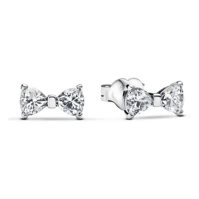 Pandora Sterling Silver Sparkling Small Bow Stud Earrings 293542C01