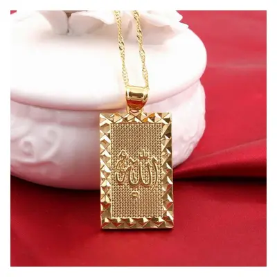 24K Islamic Allah Necklace With Matching Chain Woman Men Jewelry