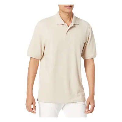 Mens Regular-Fit cotton Pique Polo Shirt (Available in Big & Tall), Oatmeal Heather, Small