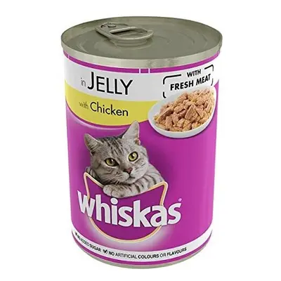 Whiskas Adult Wet Cat Food Tin Chicken in Jelly 390g (Pack of 12)