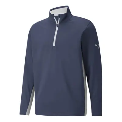 (M, Navy Blazer) Puma Golf Mens Gamer Quarter Zip Moisture Wicking Colour Block Sweater