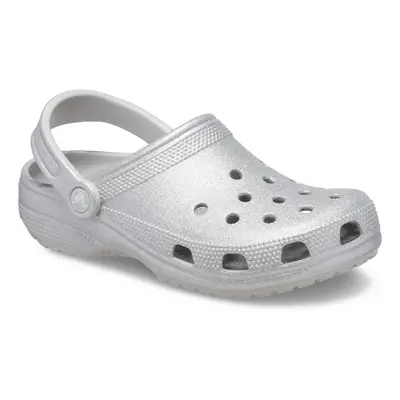 (Silver, (Adults')) Crocs Classic Glitter Thermoplastic Atmosphere Clogs