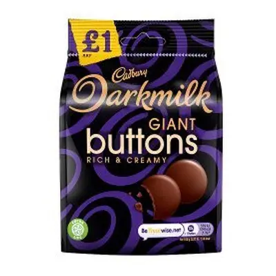 Cadbury Darkmilk Giant Buttons Chocolate Bag 90g (Pack of 10)