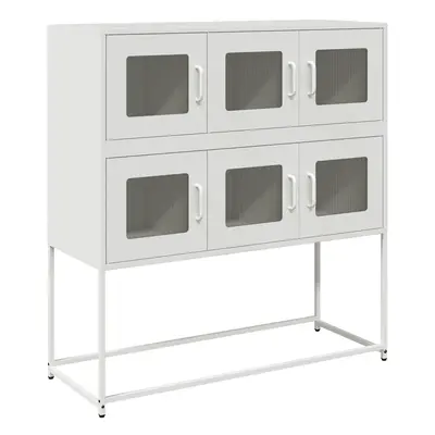 (white) vidaXL Sideboard White 100.5x39x107 cm Cold-rolled Steel storage cabinet