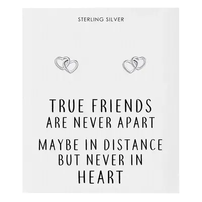 Sterling Silver True Friends Heart Link Earrings with Quote Card