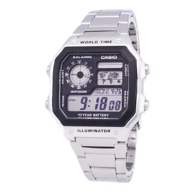 Casio Digital World Time Wr100m Ae-1200whd-1avdf Ae-1200whd-1av Men's Watch