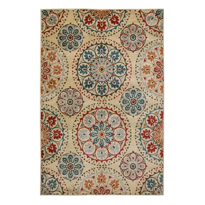 (Valeria 5997Y Cream/Multi, x cm ) Oriental Traditional Distressed Faded Rugs Modern Small Large