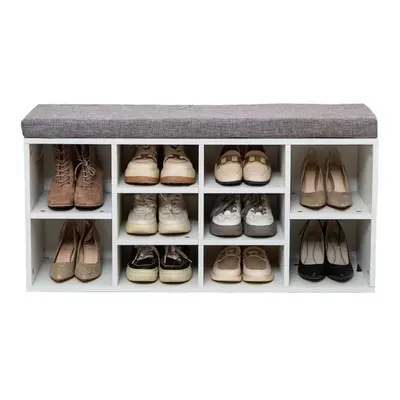 Shoe Bench Storage Rack Wooden Cabinet Cushion Seat Organiser