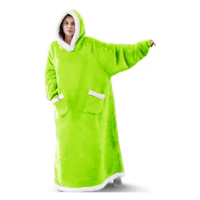 (Fluorescent green, Extra length 150cm) Winter Oversized Wearable Blanket Fleece Hoodies