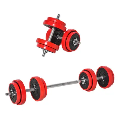 HOMCOM 20KGS Dumbbell & Barbell Adjustable Ergonomic Set Exercise in Home Gym