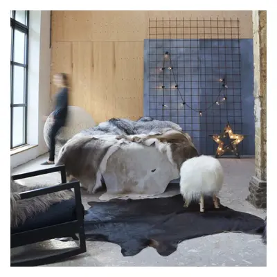 vidaXL Real Cow Hide Rug Black 150x170cm Area Real Cowhide Cow Skin Carpet