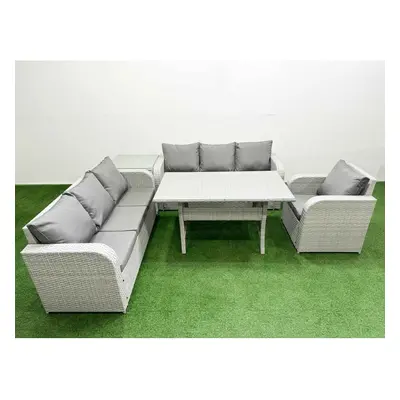 Fimous Seater Poly Rattan Outdoor Garden Furniture Rectangular Dining Table Sofa Set Seater Sofa