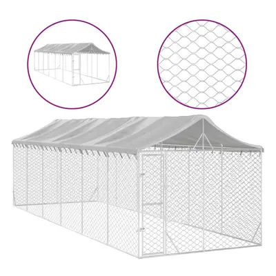 (3 x x 2.5 m) vidaXL Outdoor Dog Kennel Dog House with Roof Dog Cage Silver Galvanised Steel