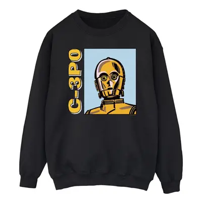 (XXL, Black) Star Wars Mens C3PO Line Art Sweatshirt