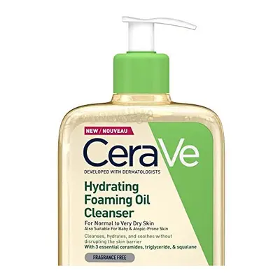 CeraVe Hydrating Foaming Oil Cleanser for Normal to Very Dry Skin with Squalane, Triglyceride an