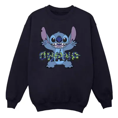 (S, Navy Blue) Disney Womens/Ladies Lilo And Stitch Ohana Blue Glitch Sweatshirt