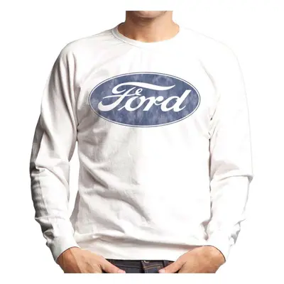 (L, White) Ford Classic Logo Men's Sweatshirt