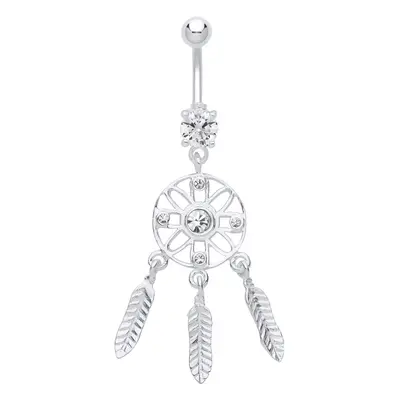 Jewelco London Ladies Rhodium Plated Sterling Silver CZ Wind Chime Dream Catcher with Stainless 