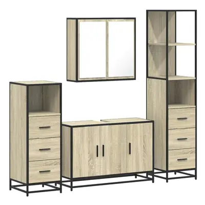 (sonoma oak) vidaXL 4ÃÂ Piece Bathroom Furniture SetÃÂ Black Engineered Wood bathroom cabinet