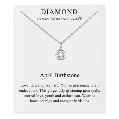 April (Diamond) Birthstone Necklace Created with Swarovski Crystals