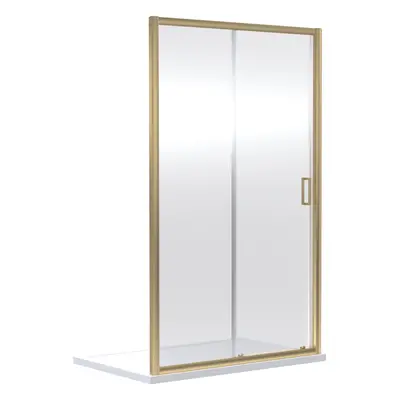 6mm Toughened Safety Glass Reversible Sliding Shower Door - 1400mm - Brushed Brass