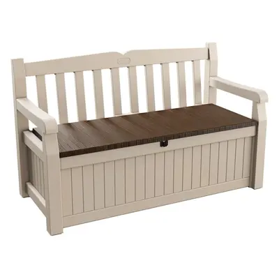 Eden Bench 265L Outdoor 60% recycled Garden Furniture Storage Box Beige & Brown Wood Panel Effec