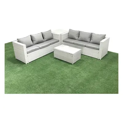 Fimous Garden Outdoor PE Rattan Furniture Set Seater Rattan Garden Sofa Set with Side Table Ligh