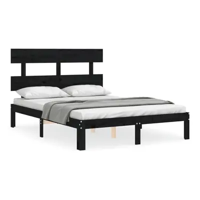 (black, x cm/with headboard) vidaXL Bed Frame Bedroom Platform Bed Mattress Foundation Bedstead 