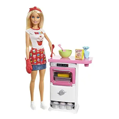 FHP57 CAREERS Baking Feature Doll and Playset Accessories, Blonde, Gift for to Years Child, Mult