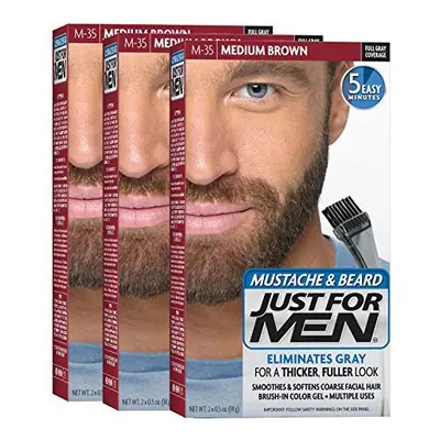 JUST FOR MEN Color Gel Mustache & Beard M-35 Medium Brown ea (Pack of 3)