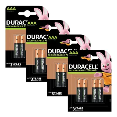 Duracell 750mAh AAA Size Rechargeable Batteries--Pack of