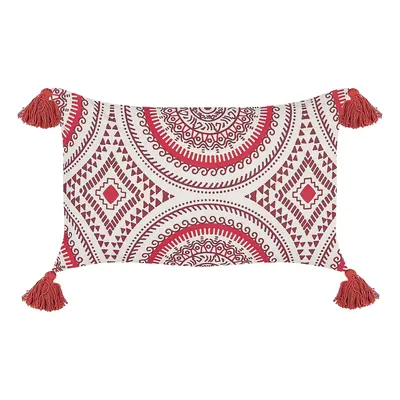 Cotton Cushion Oriental Pattern x cm Red and White ANTHEMIS